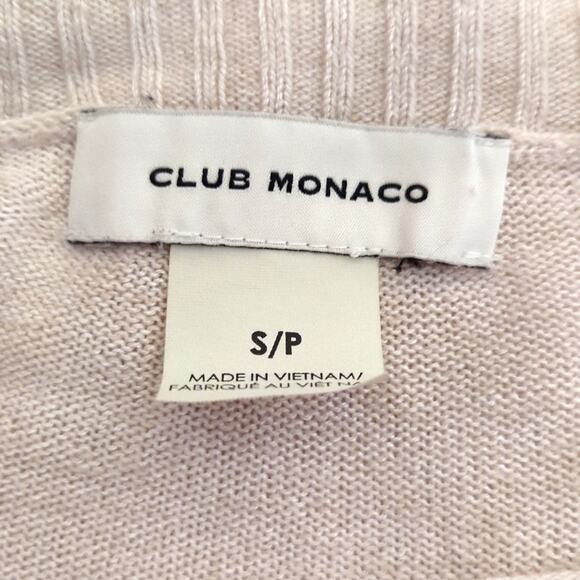 Club Monaco Boat Neck Ribbed Lightweight Linen Minimalist Sweater - Picture 3 of 5
